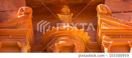 Petra, Jordan Siq, Treasury, banner, close-up Petra, Jordan Siq, Treasury, banner, close-up 103380959