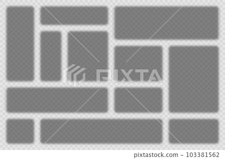Collection of realistic rectangular shadows. Transparent square page dividers. Design elements. Frame, border template. Vector illustration 103381562