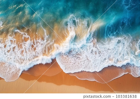 Top view of the beach and sea waves, generative ai Top view of the beach and sea waves, generative ai 103381638