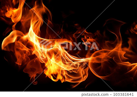 Modern background with fire flames on black background, generative ai 103381641