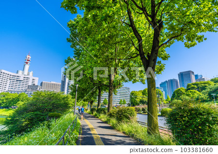 Tokyo cityscape in Japan Early midsummer day…Fresh green, government district (Metropolitan Police Department, Kasumigaseki Common Gate), Uchibori Street, etc. = May 17 Tokyo cityscape in Japan Early midsummer day…Fresh green, government district (Metropolitan Police Department, Kasumigaseki Common Gate), Uchibori Street, etc. = May 17 103381660