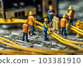工人做電路建設的縮影，生成 AI 103381910