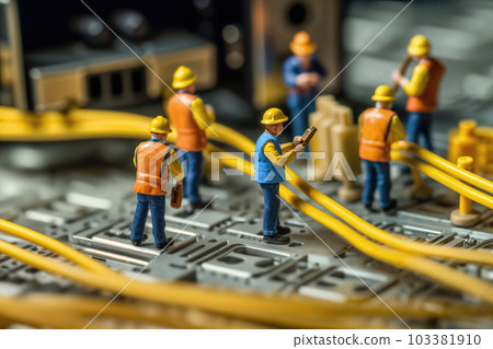 工人做電路建設的縮影，生成 AI 103381910