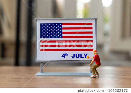 Artist paint on a billboard celebration of the Fourth of July and Independence Day Artist paint on a billboard celebration of the Fourth of July and Independence Day 103382172