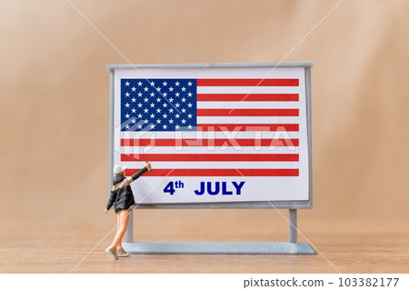 Artist paint on a billboard celebration of the Fourth of July and Independence Day 103382177