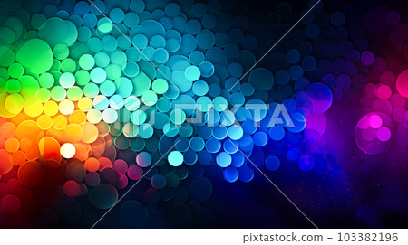 Background "AI generated image" with a rainbow-colored abstract pattern on a black background 103382196