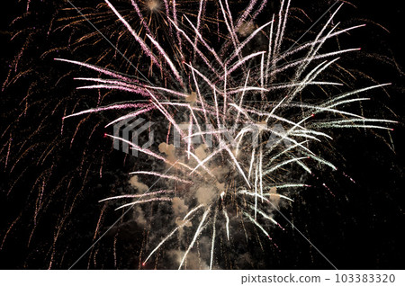 bright fireworks  on black background 103383320