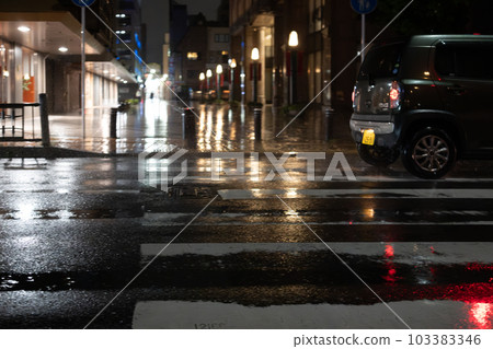 Street corner at night when it rains Kitakyushu City, Fukuoka Prefecture Street corner at night when it rains Kitakyushu City, Fukuoka Prefecture 103383346