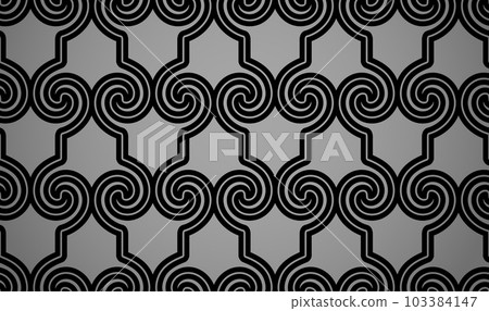 Abstract geometry pattern in Arabian style. Seamless vector background. Black and gray graphic ornament. Simple lattice graphic design Abstract geometry pattern in Arabian style. Seamless vector background. Black and gray graphic ornament. Simple lattice graphic design 103384147