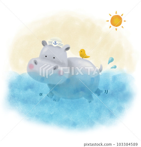 hippopotamus playing in the sun 103384589