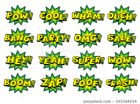 English materials that express comic-style onomatopoeia and exclamation points 103384834