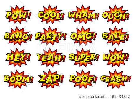 English materials that express comic-style onomatopoeia and exclamation points 103384837