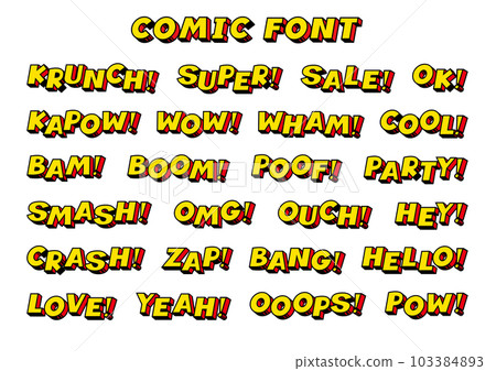 English materials that express comic-style onomatopoeia and exclamation points 103384893