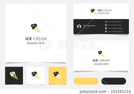 Ice cream logo design with editable slogan. Branding book and business card template. 103385218