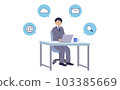 man doing desk work on laptop 103385669