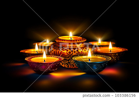 Celebrating the Festival of Lights: Happy Diwali Illustration. AI generated 103386156