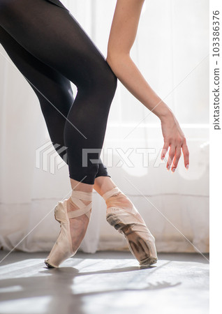 Close-up of the legs and arms of a ballerina. 103386376