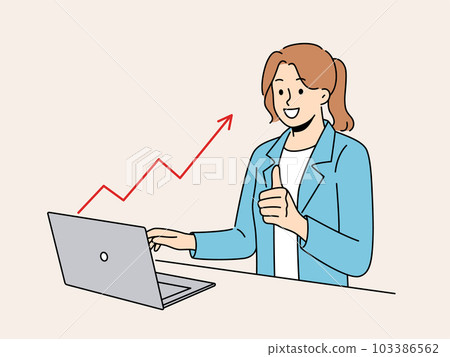 Businesswoman excited with financial growth on market  103386562