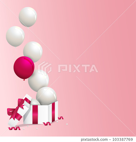 gift box opened and balloons gift box opened and balloons 103387769