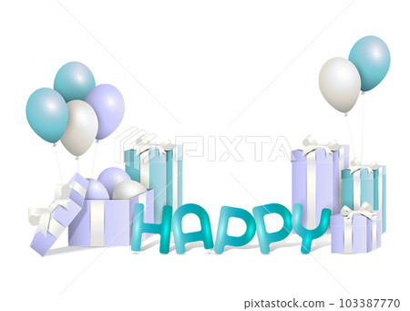 gift boxes with balloons and happy word gift boxes with balloons and happy word 103387770