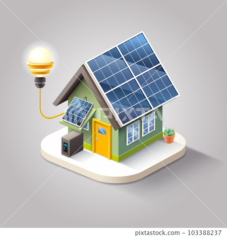 Smart home with solar panels. 3d vector illustration Smart home with solar panels. 3d vector illustration 103388237