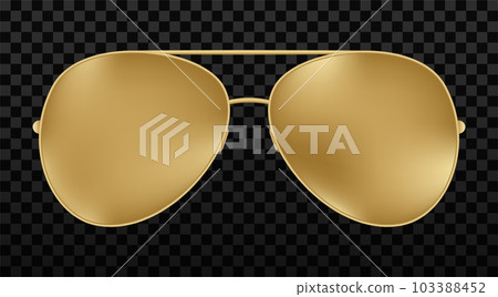 Gold aviator sunglasses with gold frame. Golden Sun glasses Gold aviator sunglasses with gold frame. Golden Sun glasses 103388452