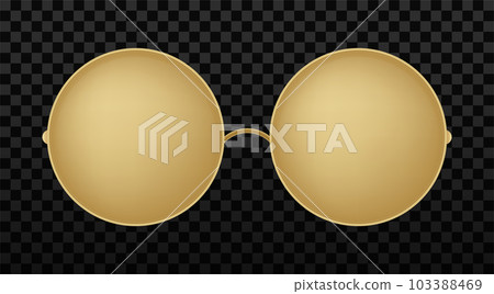 Gold round sunglasses with gold frame. Sun glasses with gradient lenses vector illustration Gold round sunglasses with gold frame. Sun glasses with gradient lenses vector illustration 103388469