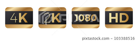 Video quality icons. Hd full hd and 2k and 4k 103388516