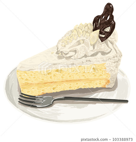 Hand drawn style illustration of shortcake with chocolate 103388973