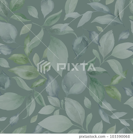 seamless floral watercolor pattern with garden pink flowers, leaves, branches. Botanical tiles, background. eucalyptus, peony, rose. 103390068