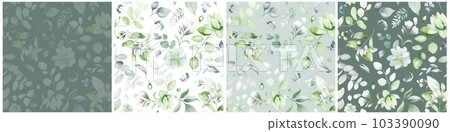 seamless floral watercolor pattern with garden pink flowers, leaves, branches. Botanical tiles, background. eucalyptus, peony, rose. seamless floral watercolor pattern with garden pink flowers, leaves, branches. Botanical tiles, background. eucalyptus, peony, rose. 103390090