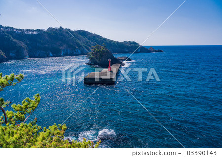 [Nishiizu Town, Shizuoka Prefecture] Nishina Port North Off Breakwater Lighthouse 103390143