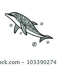 Black and white mandala line art of the dolphin Good use for symbol mascot icon avatar tattoo T Shirt design logo or any design 103390274