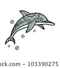 Black and white mandala line art of the dolphin Good use for symbol mascot icon avatar tattoo T Shirt design logo or any design 103390275