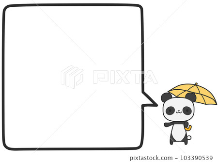 A panda with an umbrella and a simple square speech bubble 103390539