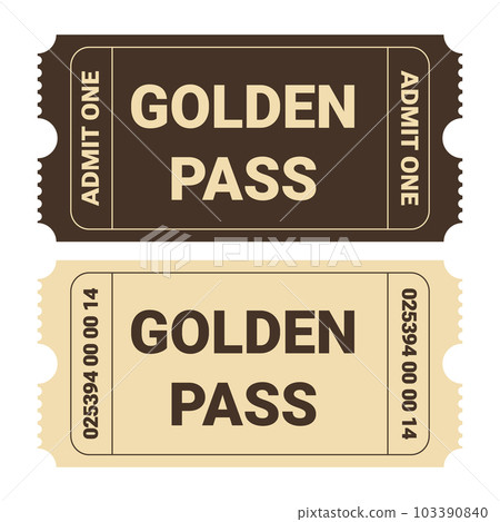Vector set of golden pass ticket template. VIP entry talon.Vector ilustration for design and print 103390840