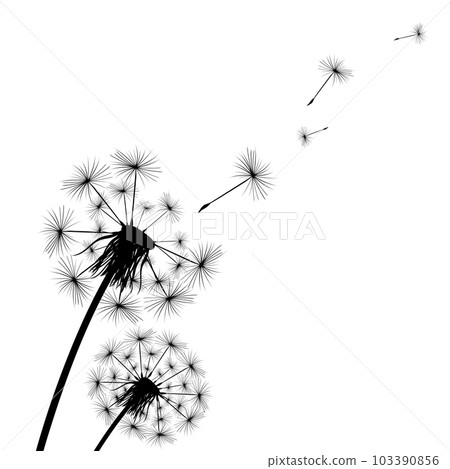 Silhouette of a simple single dandelion Silhouette of a simple single dandelion 103390856