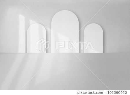 抽象的白色空房間內部展台場景與光影 103390950