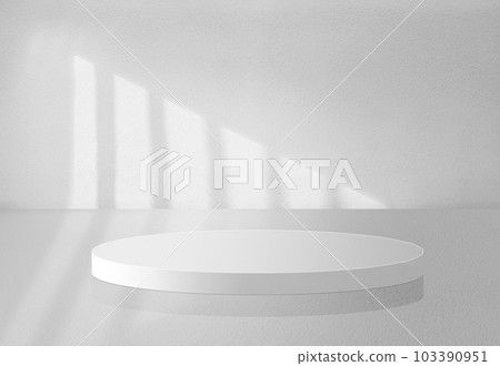 抽象的白色空房間內部展台場景與光影 103390951