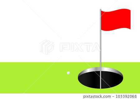 帶有大杯子的高爾夫果嶺。一張讓你放眼大局的圖片。 103392068