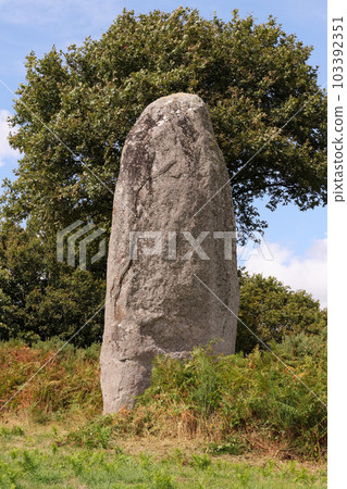 Menhir of Kergornec - megalithic monument in Brittany, France Menhir of Kergornec - megalithic monument in Brittany, France 103392351