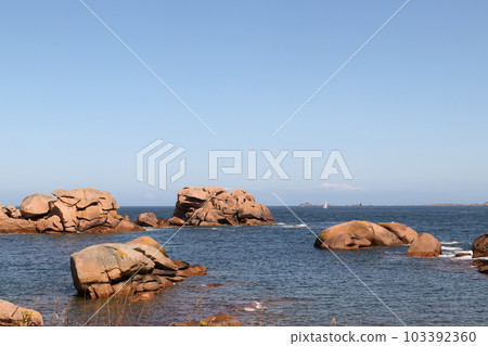 Bizarre boulders on the Pink Granite Coast in Brittany Bizarre boulders on the Pink Granite Coast in Brittany 103392360