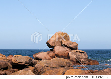 Boulders on the Pink Granite Coast in Brittany Boulders on the Pink Granite Coast in Brittany 103392362
