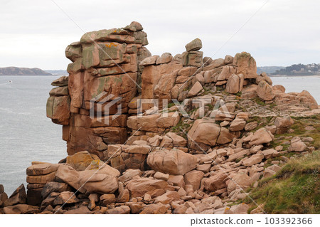 Cliffs on the Pink Granite Coast in Brittany, France Cliffs on the Pink Granite Coast in Brittany, France 103392366