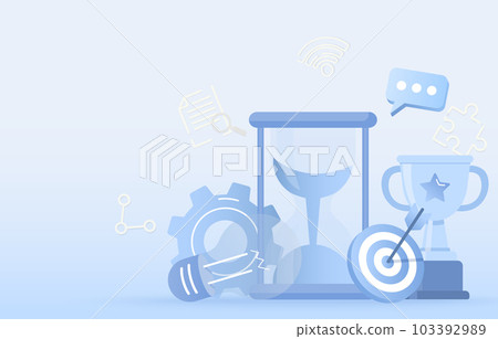 Business strategy concept on blue background. Planning, tactical thinking, strategy management and improvement achieve business success. Business strategy concept on blue background. Planning, tactical thinking, strategy management and improvement achieve business success. 103392989