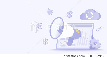 Online marketing concept. Announcement, advertising, cloud computing, social media, website promotion content. Online marketing concept. Announcement, advertising, cloud computing, social media, website promotion content. 103392992
