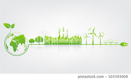Eco friendly, Green city and sustainability development concept, vector illustration 103393008