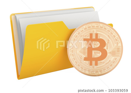 Computer folder icon with bitcoin, 3D rendering Computer folder icon with bitcoin, 3D rendering 103393059