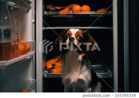 Domestic dog seeks relief from hot summer heat Domestic dog seeks relief from hot summer heat 103393339