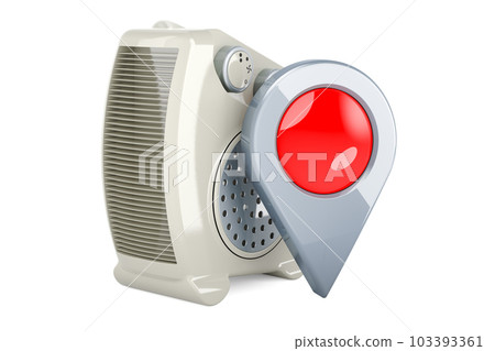 Fan heater with map pointer, 3D rendering Fan heater with map pointer, 3D rendering 103393361